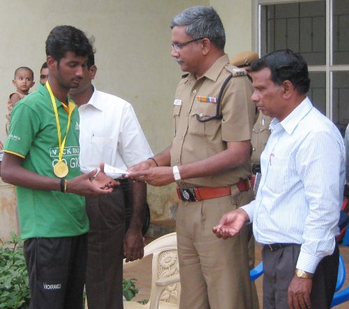 Subash of II year Mechanical Engineering honoured by First Prize in the Long Jump Event